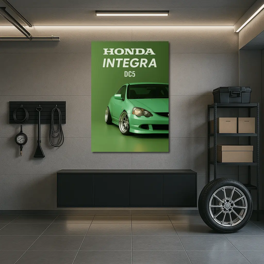 Honda Integra DC5 Green Coupe Stance on Green – Wall Art