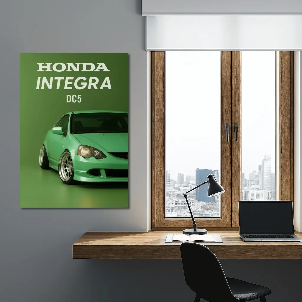 Honda Integra DC5 Green Coupe Stance on Green – Wall Art