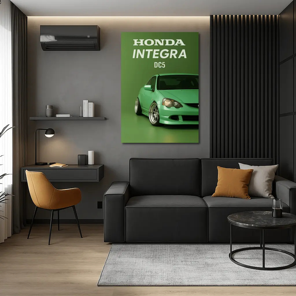 Honda Integra DC5 Green Coupe Stance on Green – Wall Art