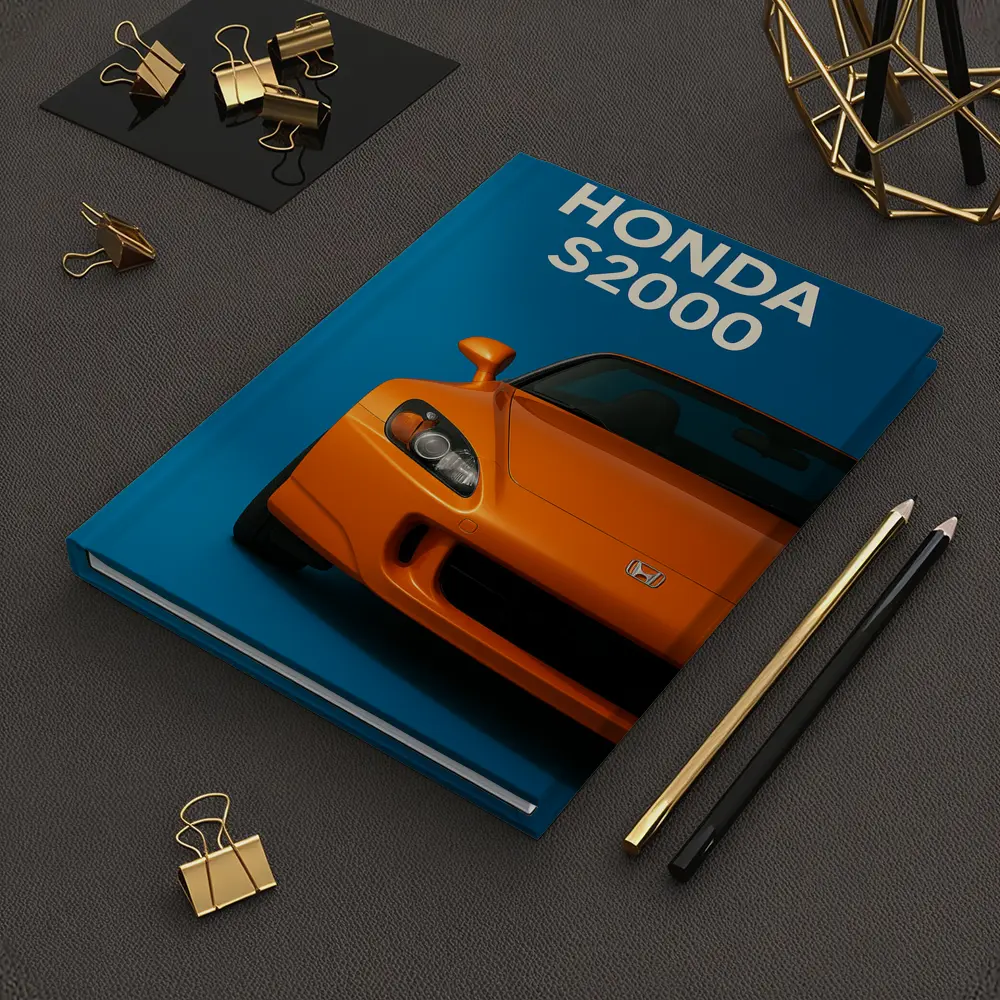 Honda S2000 Orange Sports Car Blue Background – Notebooks
