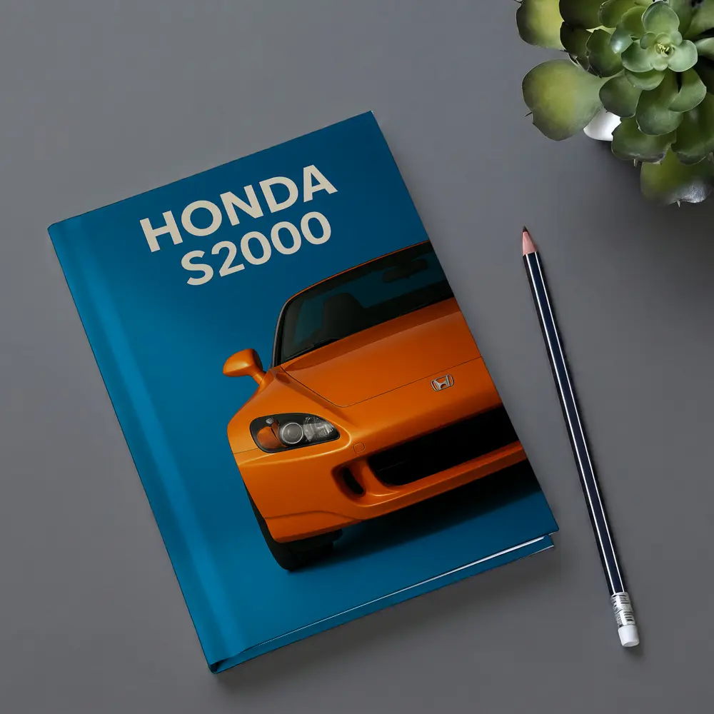 Honda S2000 Orange Sports Car Blue Background – Notebooks