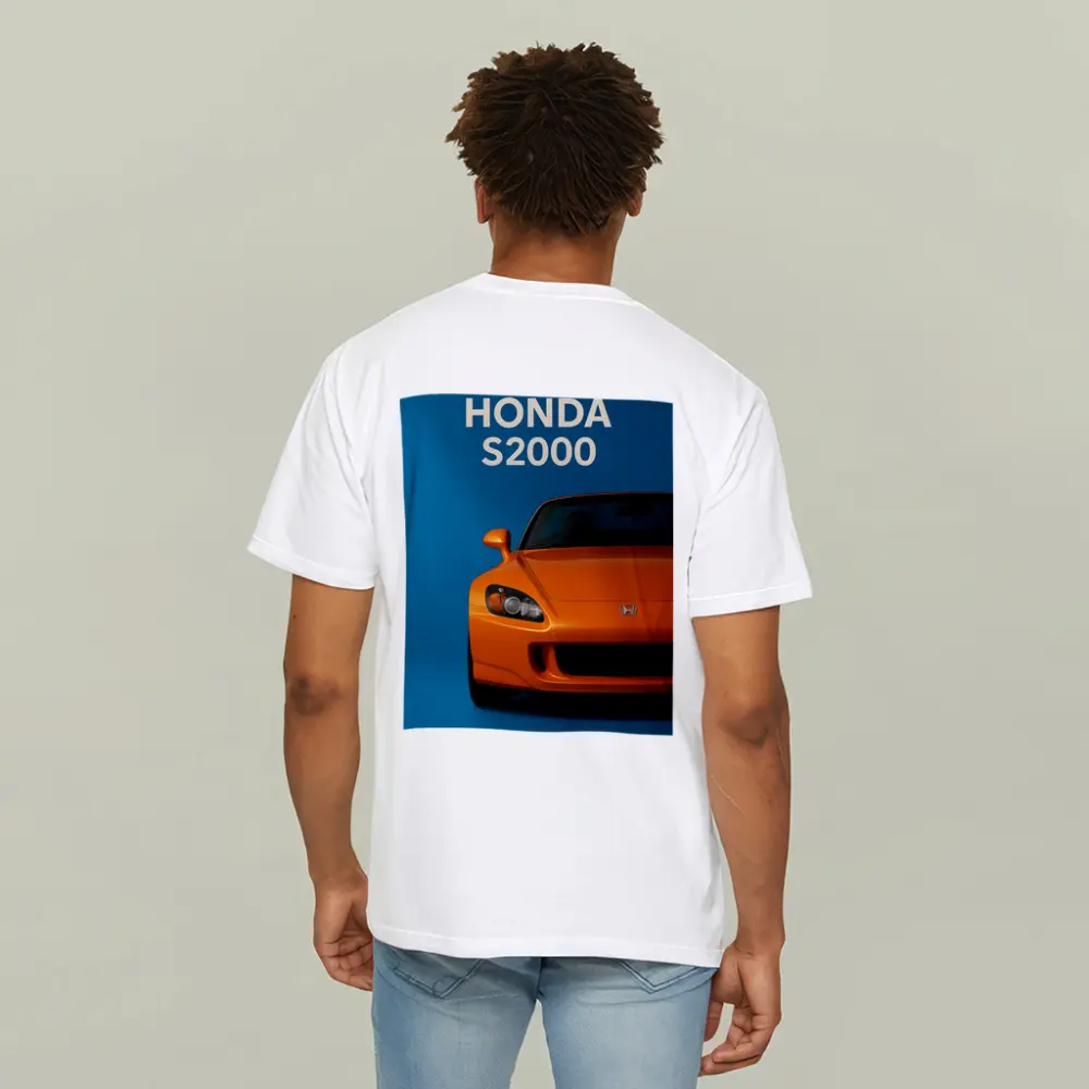 Honda S2000 Orange Sports Car Blue Background – T-Shirts