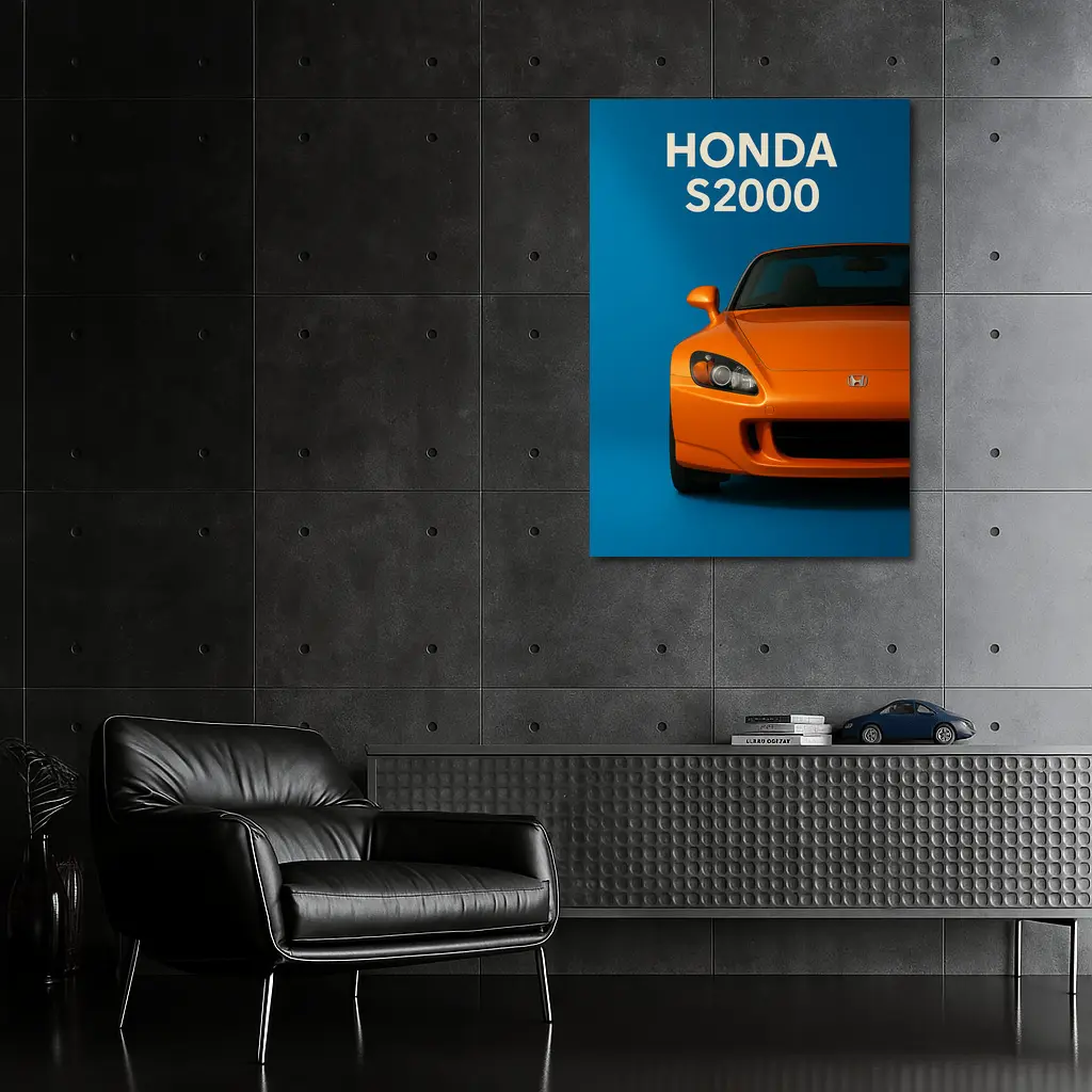 Honda S2000 Orange Sports Car Blue Background – Wall Art