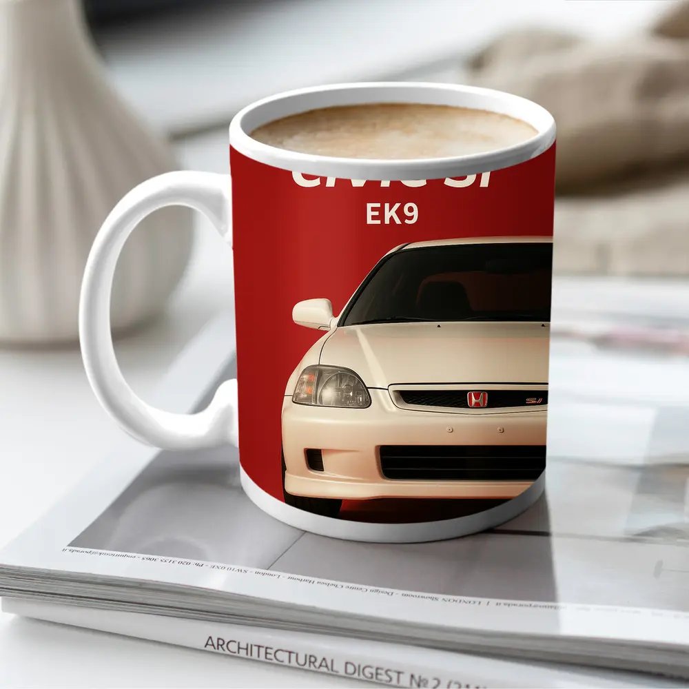 Honda Civic Si EK9 Red Background – Mugs