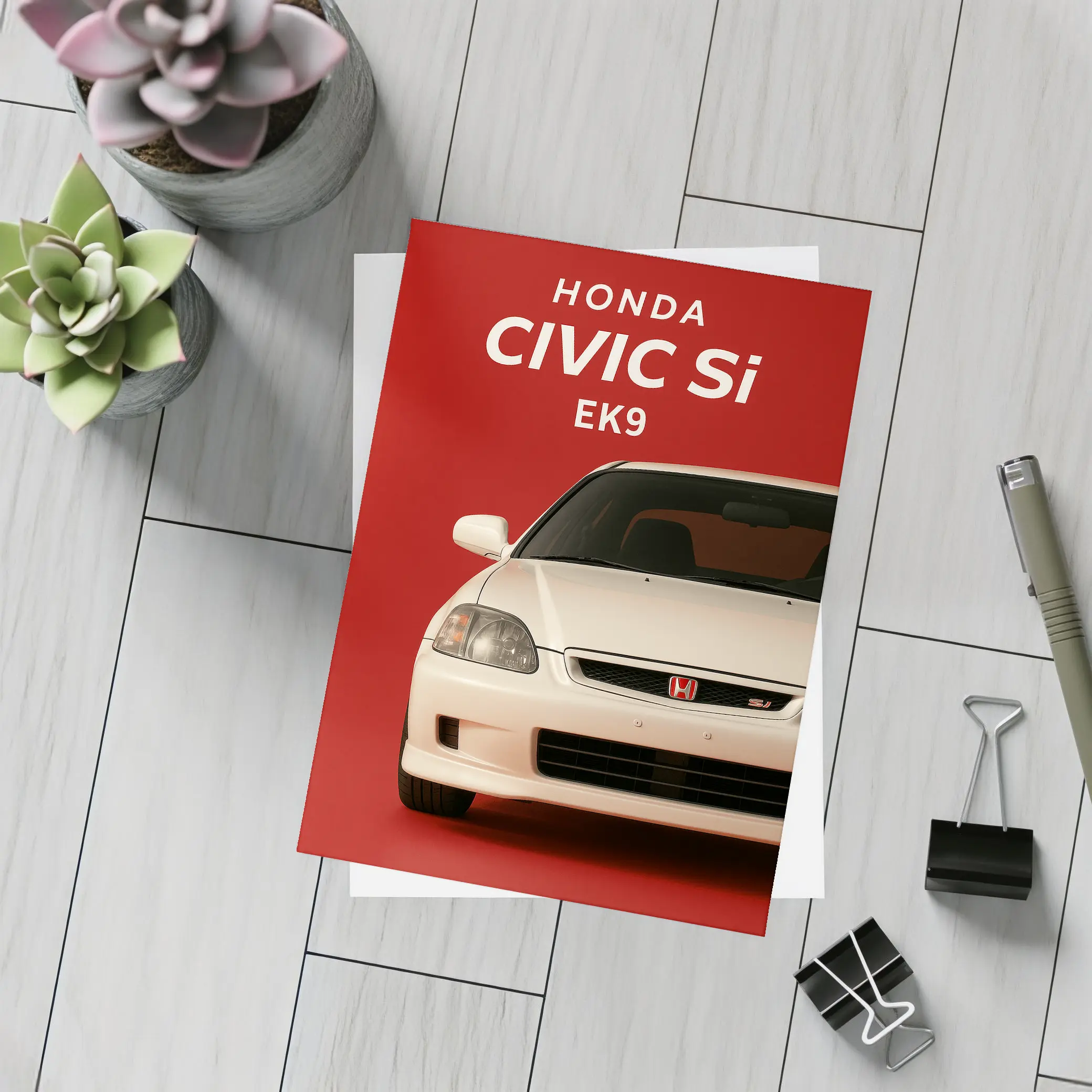 Honda Civic Si EK9 Red Background – Postcards