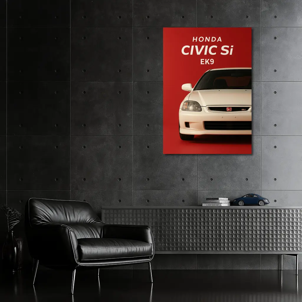 Honda Civic Si EK9 Red Background – Wall Art