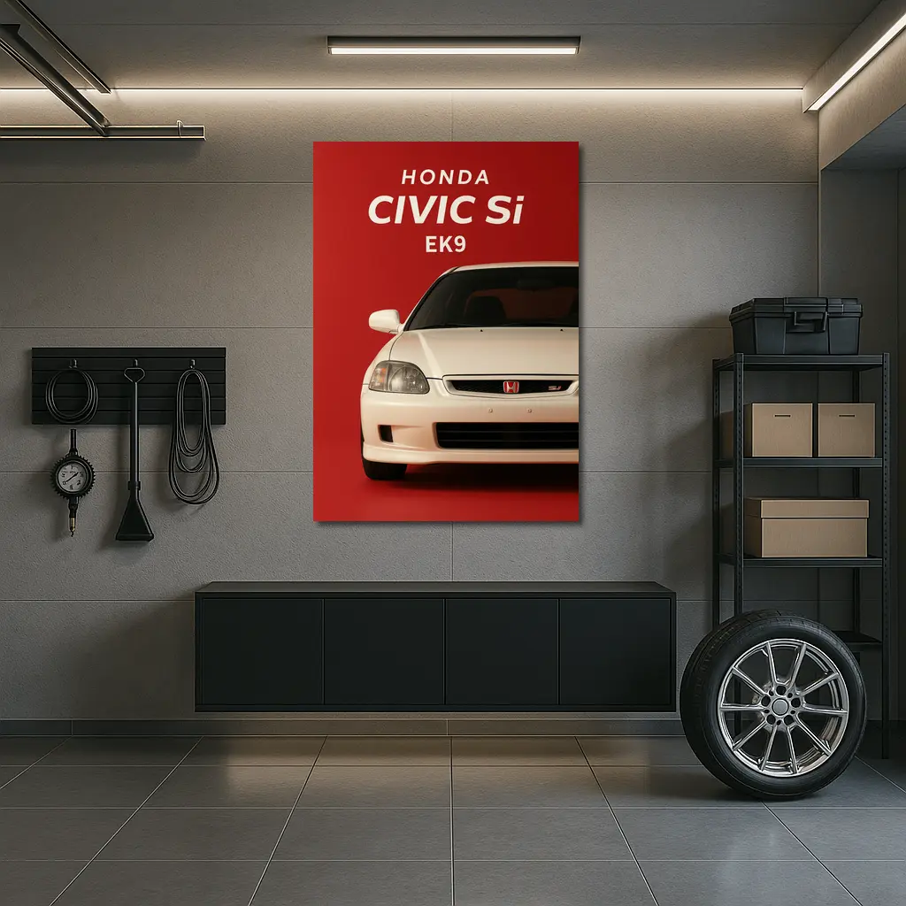 Honda Civic Si EK9 Red Background – Wall Art