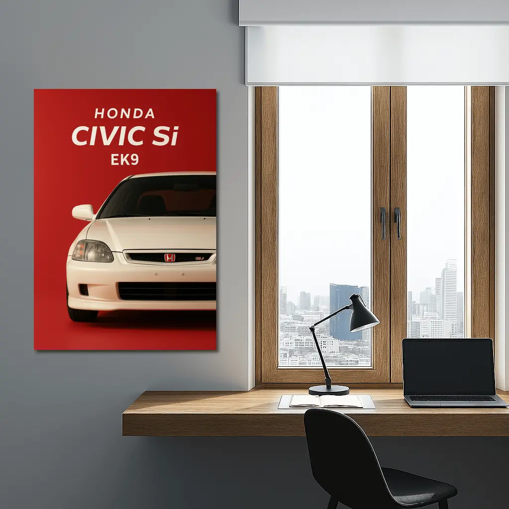 Honda Civic Si EK9 Red Background – Wall Art