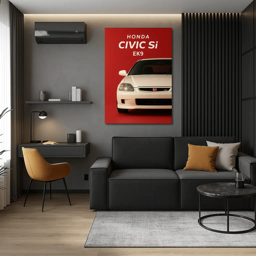 Honda Civic Si EK9 Red Background – Wall Art