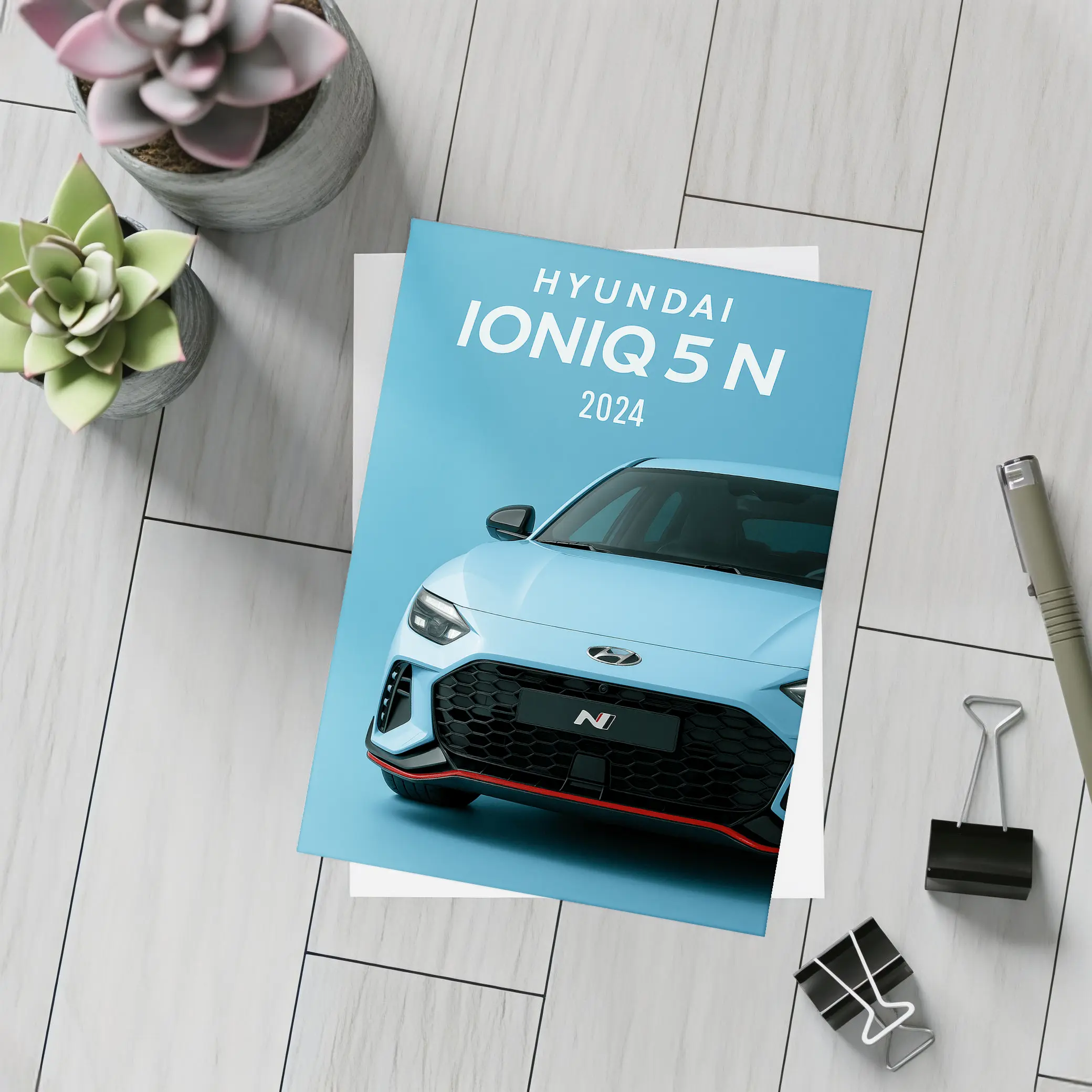 Hyundai Ioniq Five N Front View Blue – Postcards