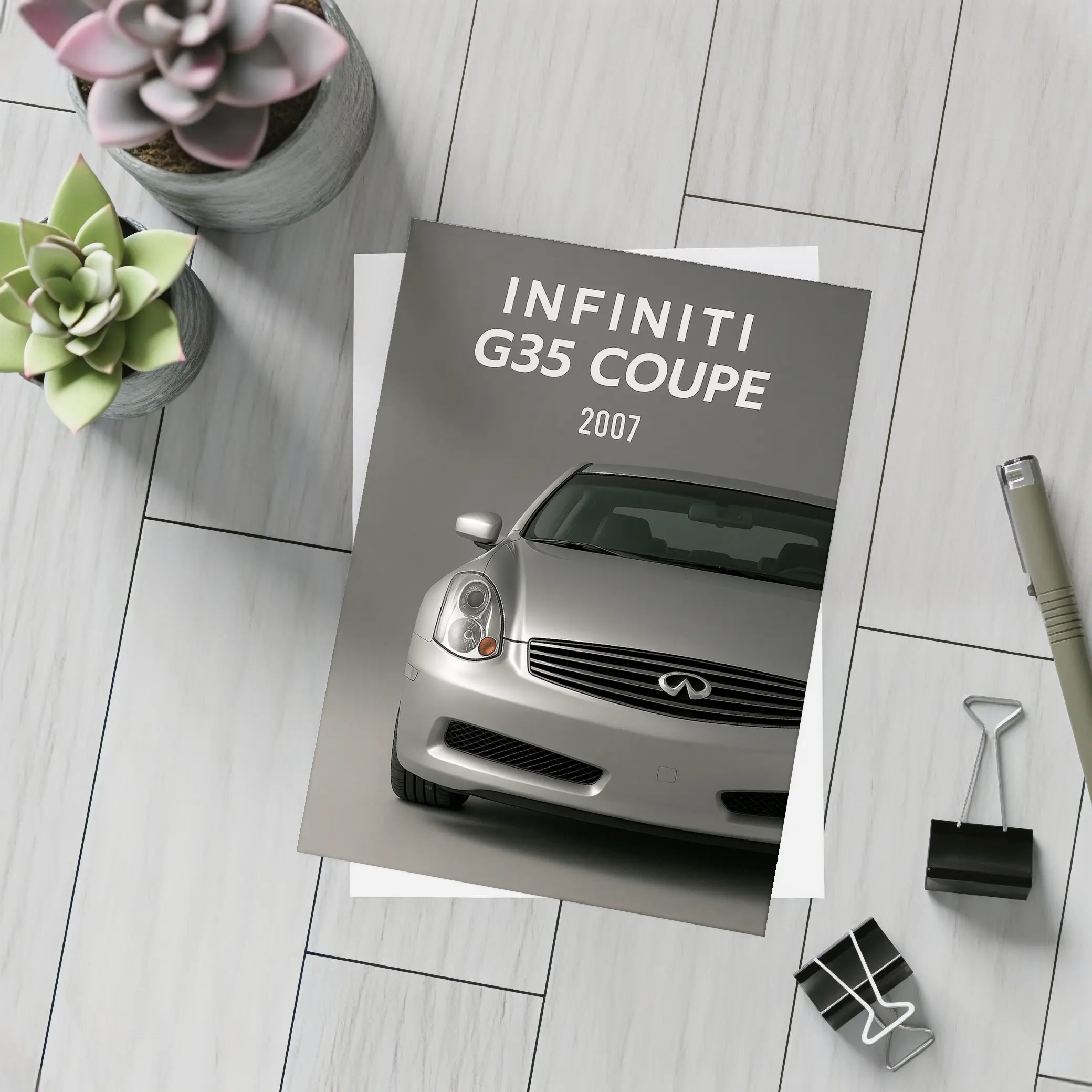 Infiniti G35 Coupe Front View Gray – Postcards
