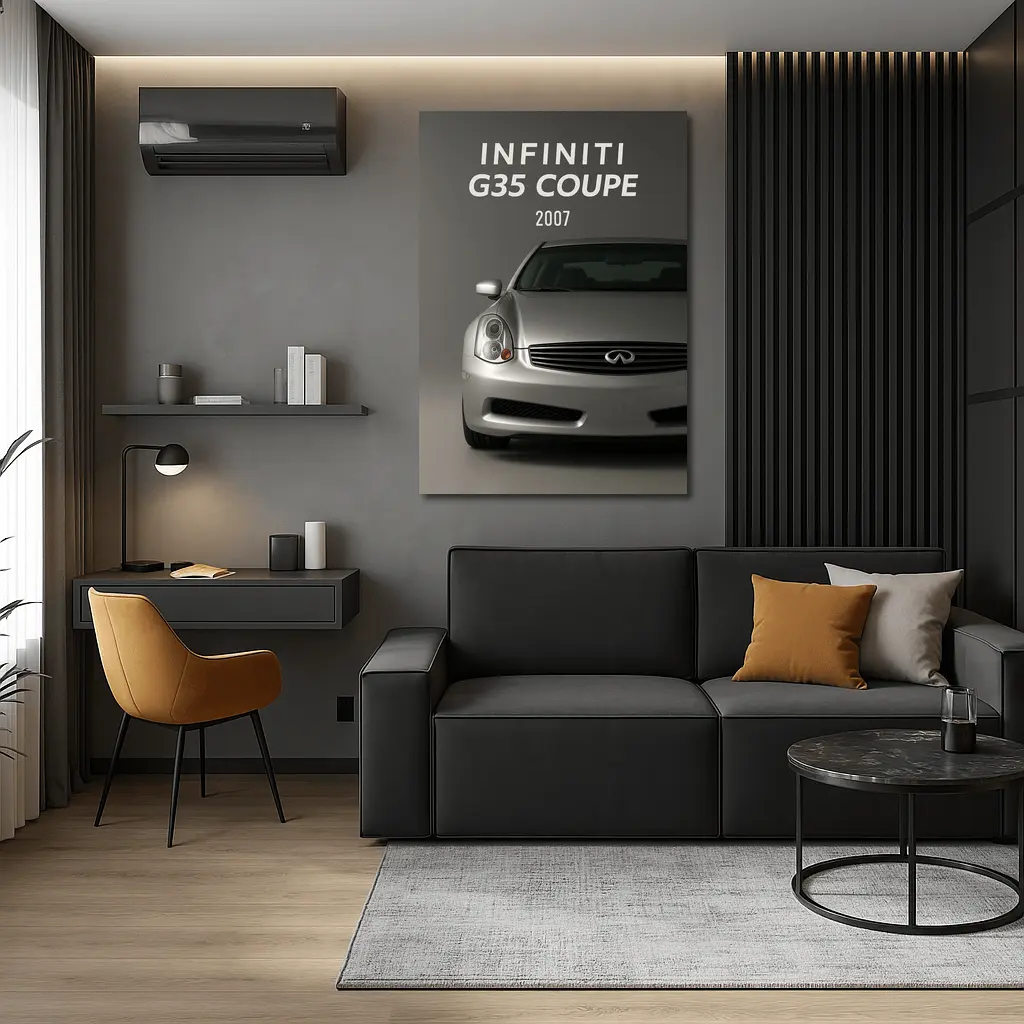 Infiniti G35 Coupe Front View Gray – Wall Art