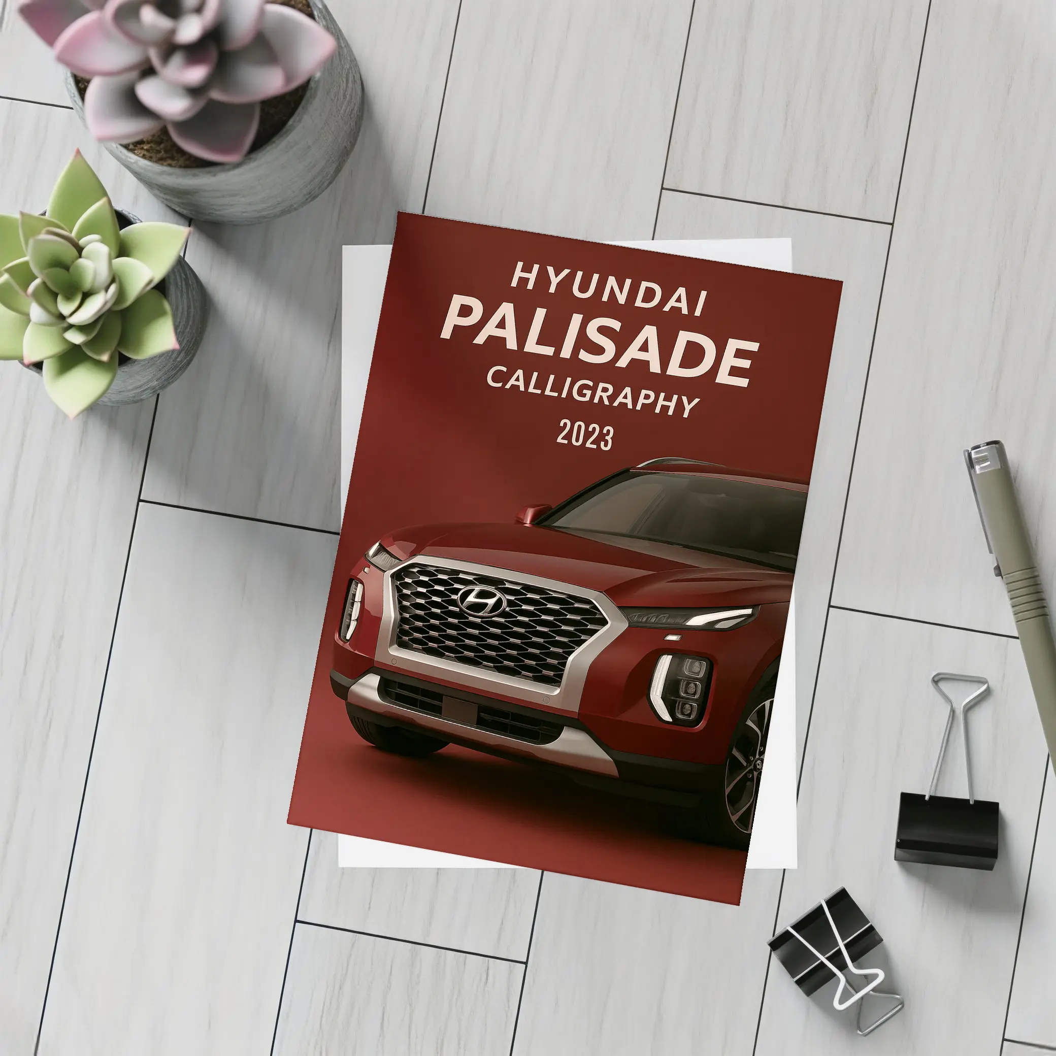 Hyundai Palisade Calligraphy SUV Dark Red – Postcards