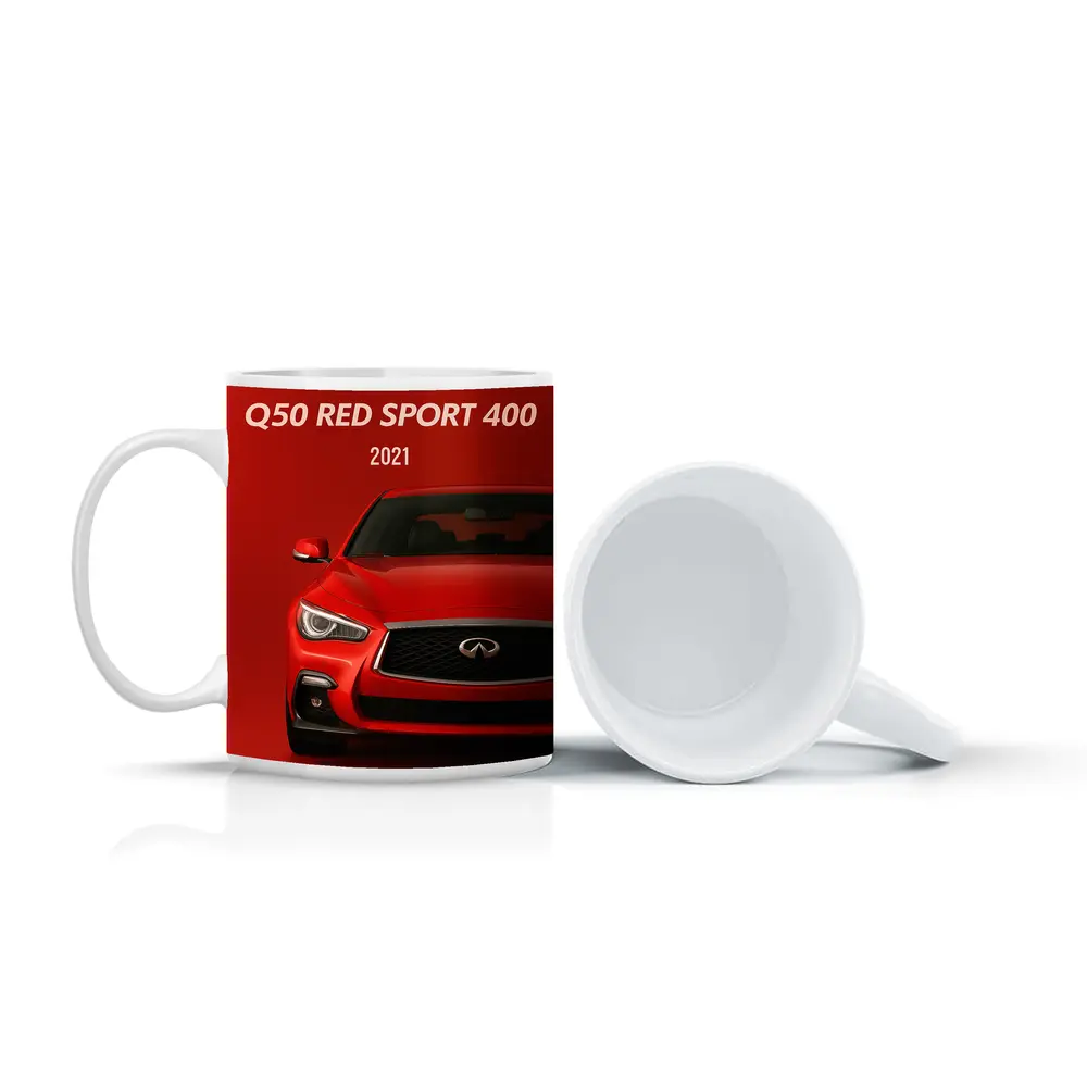 Infiniti Q50 Red Sport Front View – Mugs
