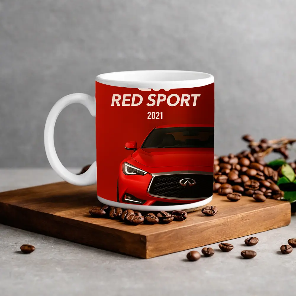 Infiniti Q60 Red Sport Front View – Mugs