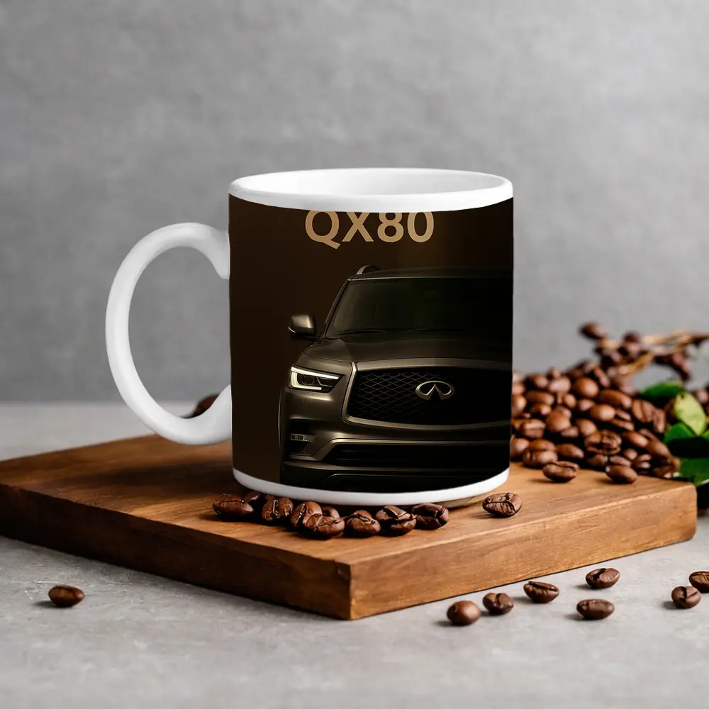 Infiniti QX80 SUV Dark Brown Background – Mugs