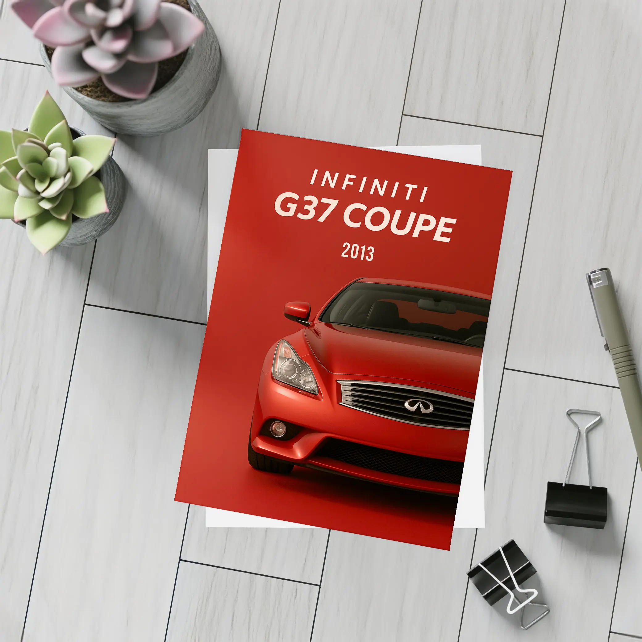 Infiniti G37 Coupe Red Minimal Background – Postcards
