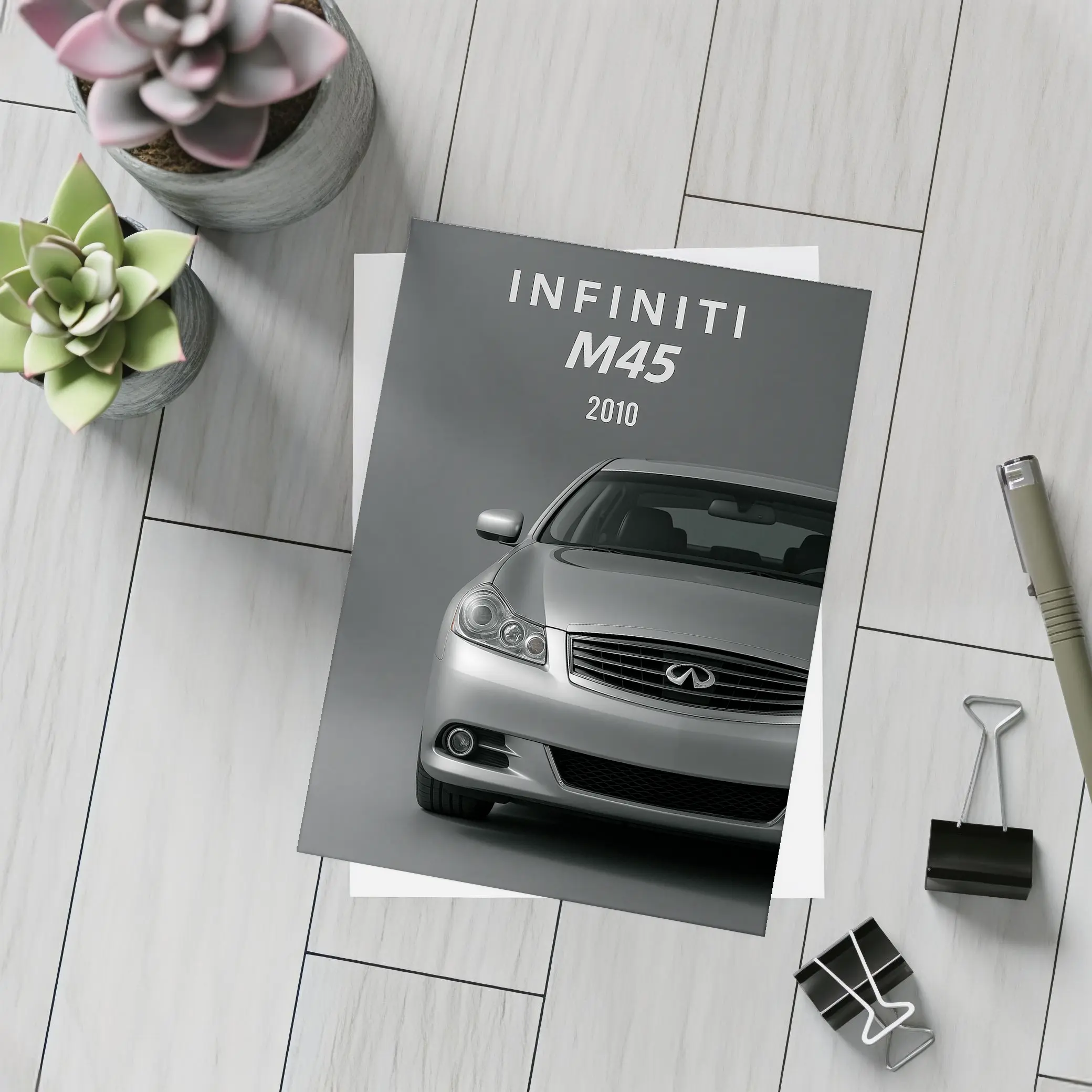 2010 Infiniti M45 Silver Front View – Postcards