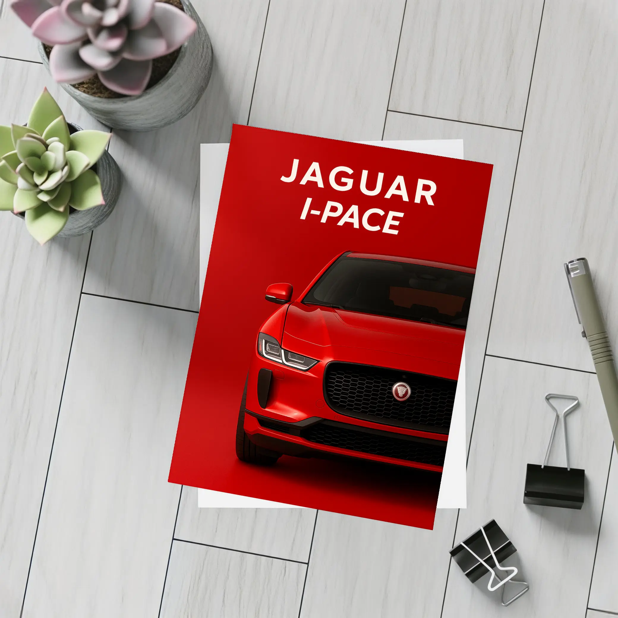 Jaguar I-Pace Red Electric SUV Art – Postcards