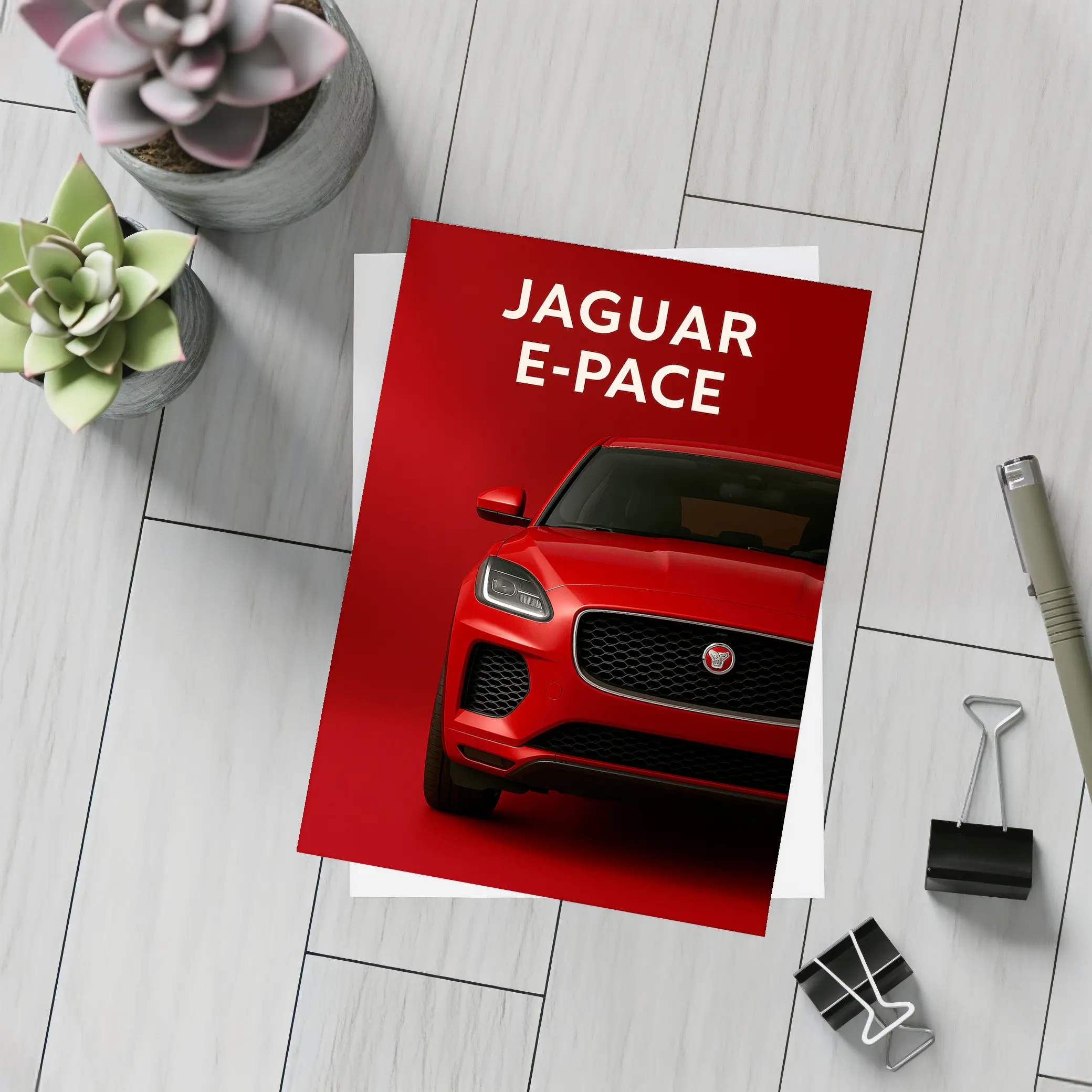 Jaguar E-Pace Red SUV Front View – Postcards