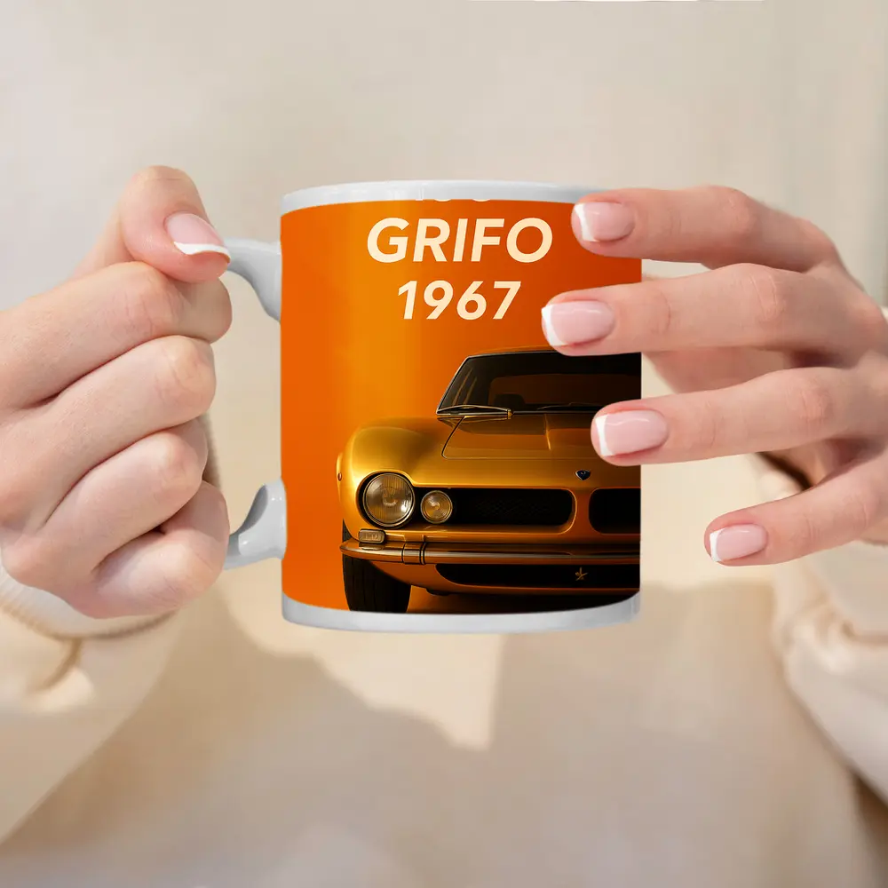 Iso Grifo 1967 Classic Car Orange Background – Mugs