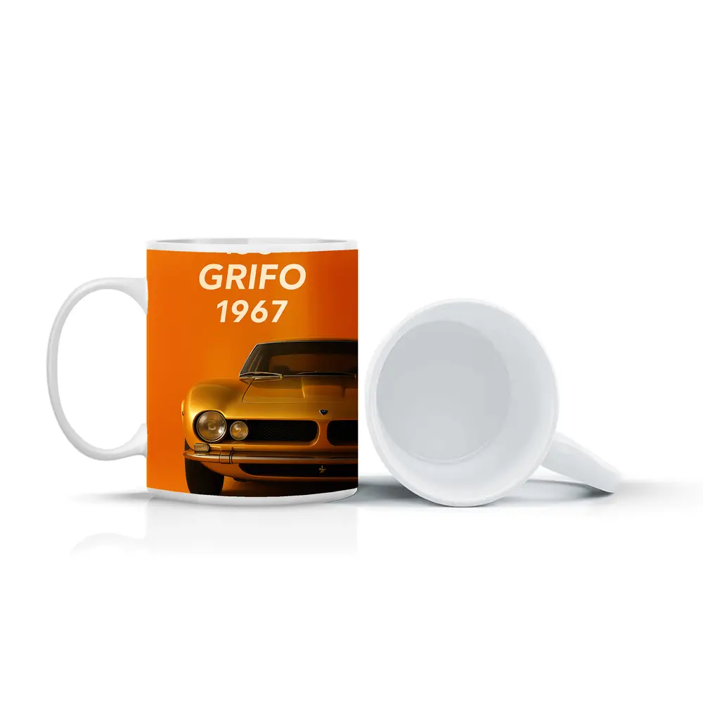 Iso Grifo 1967 Classic Car Orange Background – Mugs