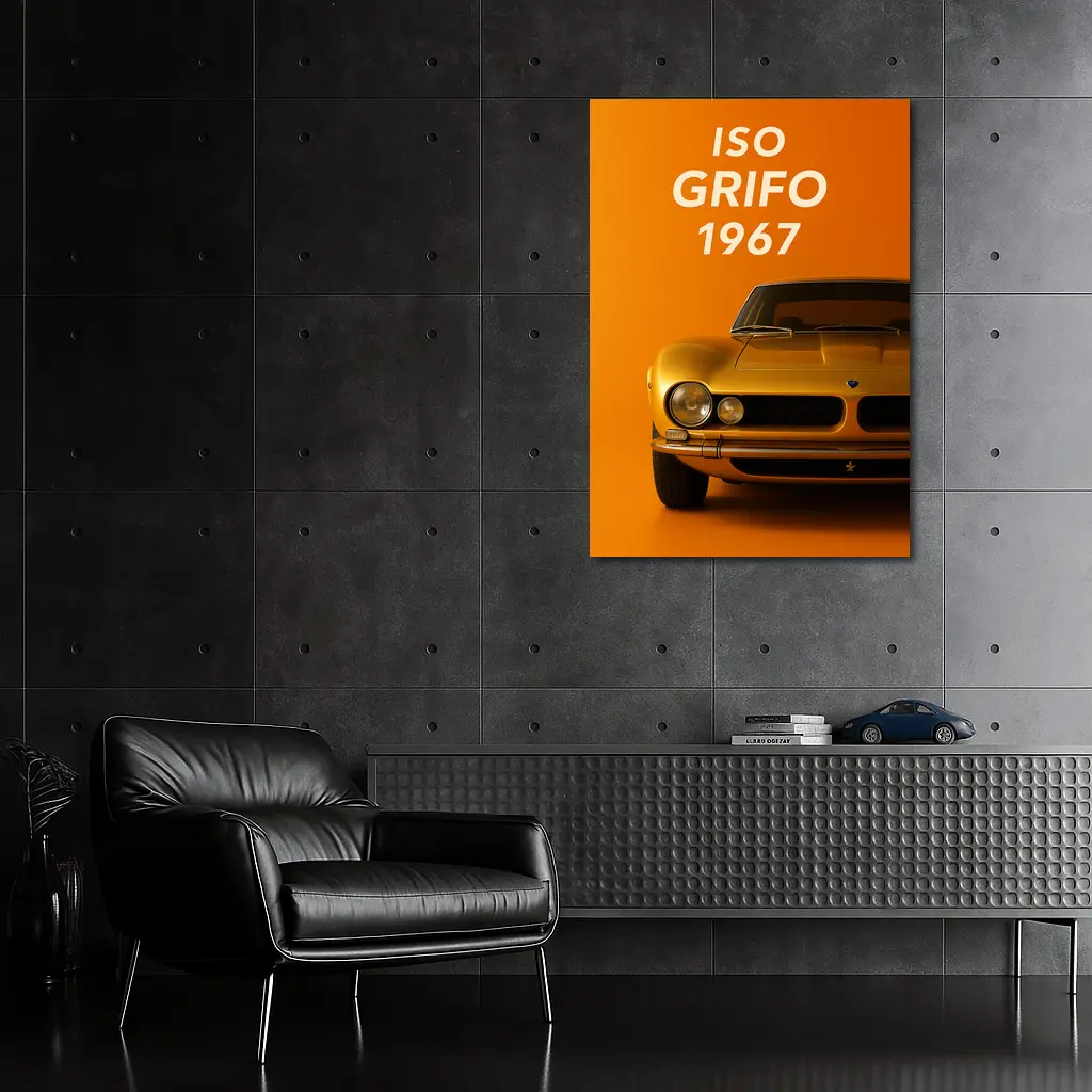 Iso Grifo 1967 Classic Car Orange Background – Wall Art