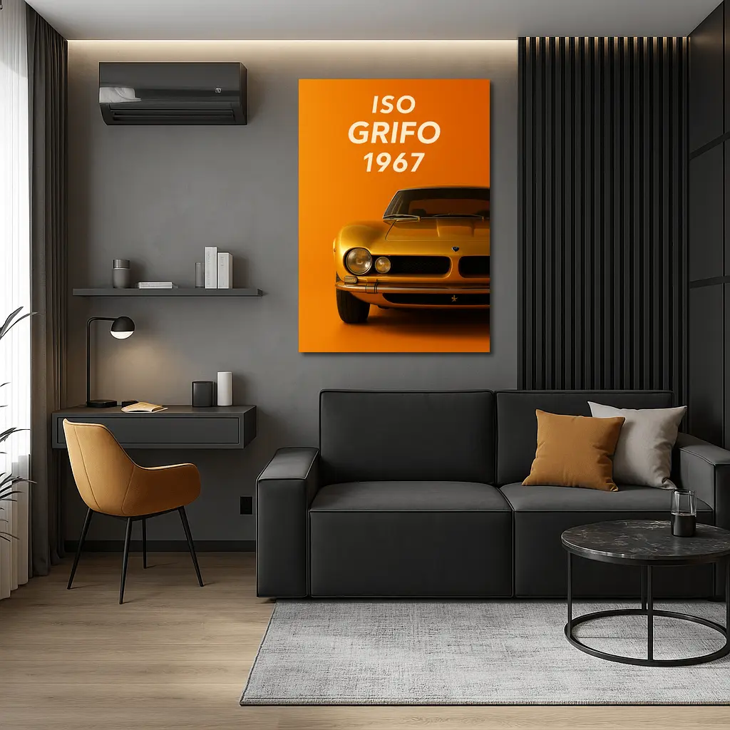 Iso Grifo 1967 Classic Car Orange Background – Wall Art