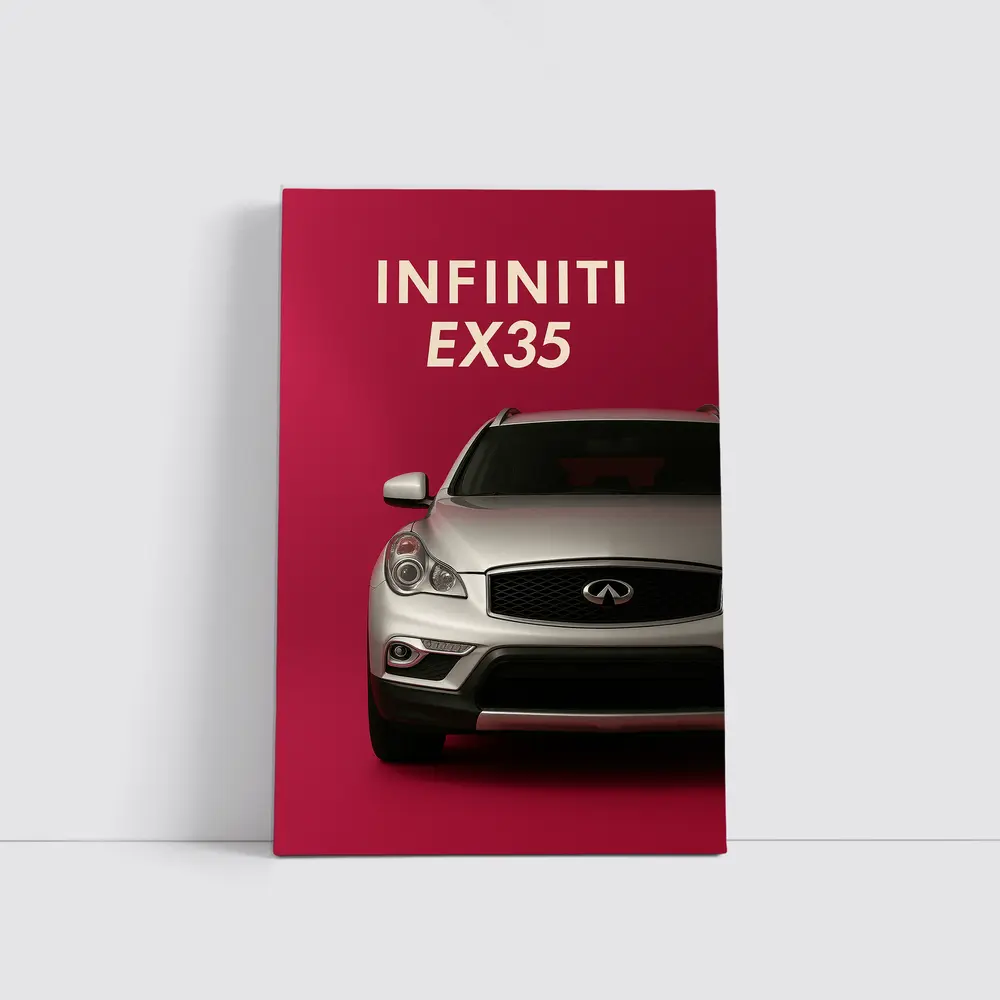 Infiniti EX35 Silver Car Red Background – Wall Art