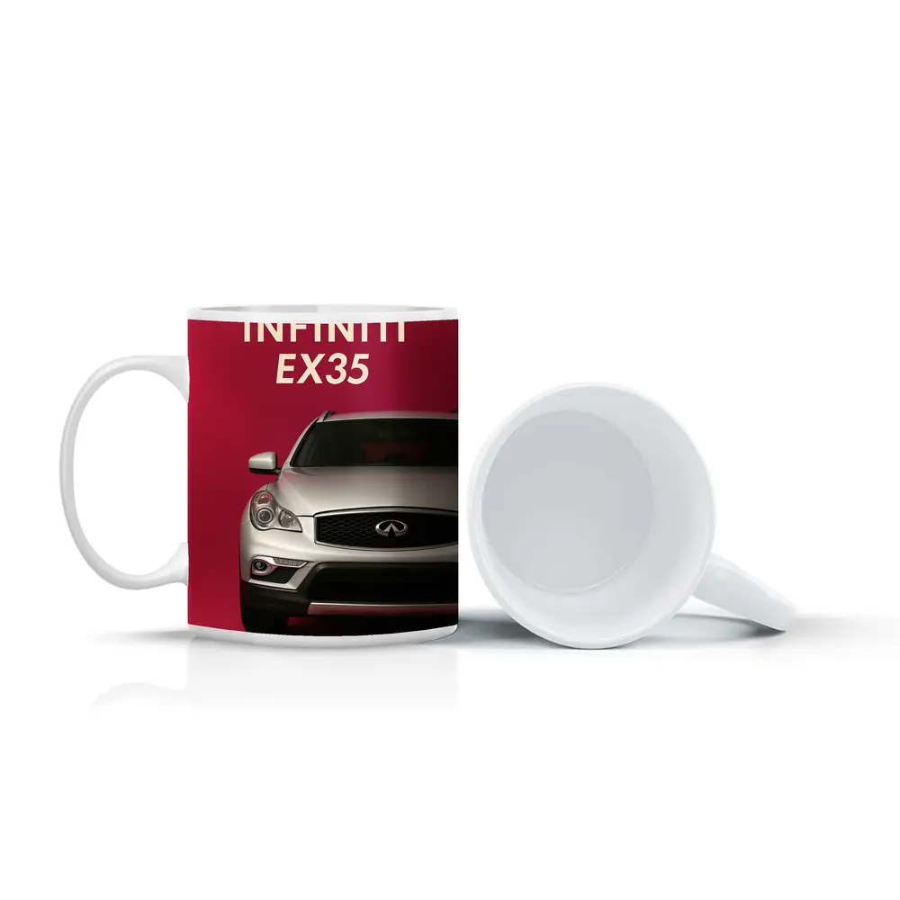 Infiniti EX35 Silver Car Red Background – Mugs