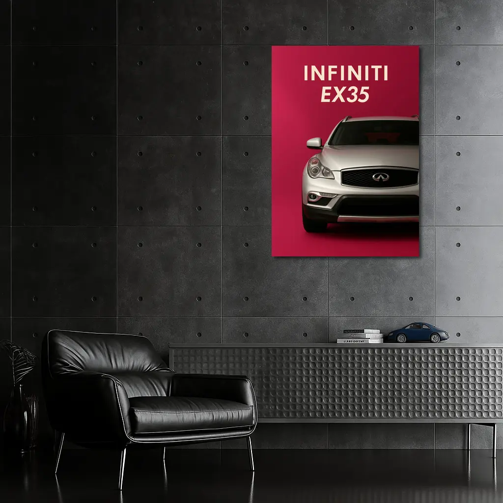 Infiniti EX35 Silver Car Red Background – Wall Art