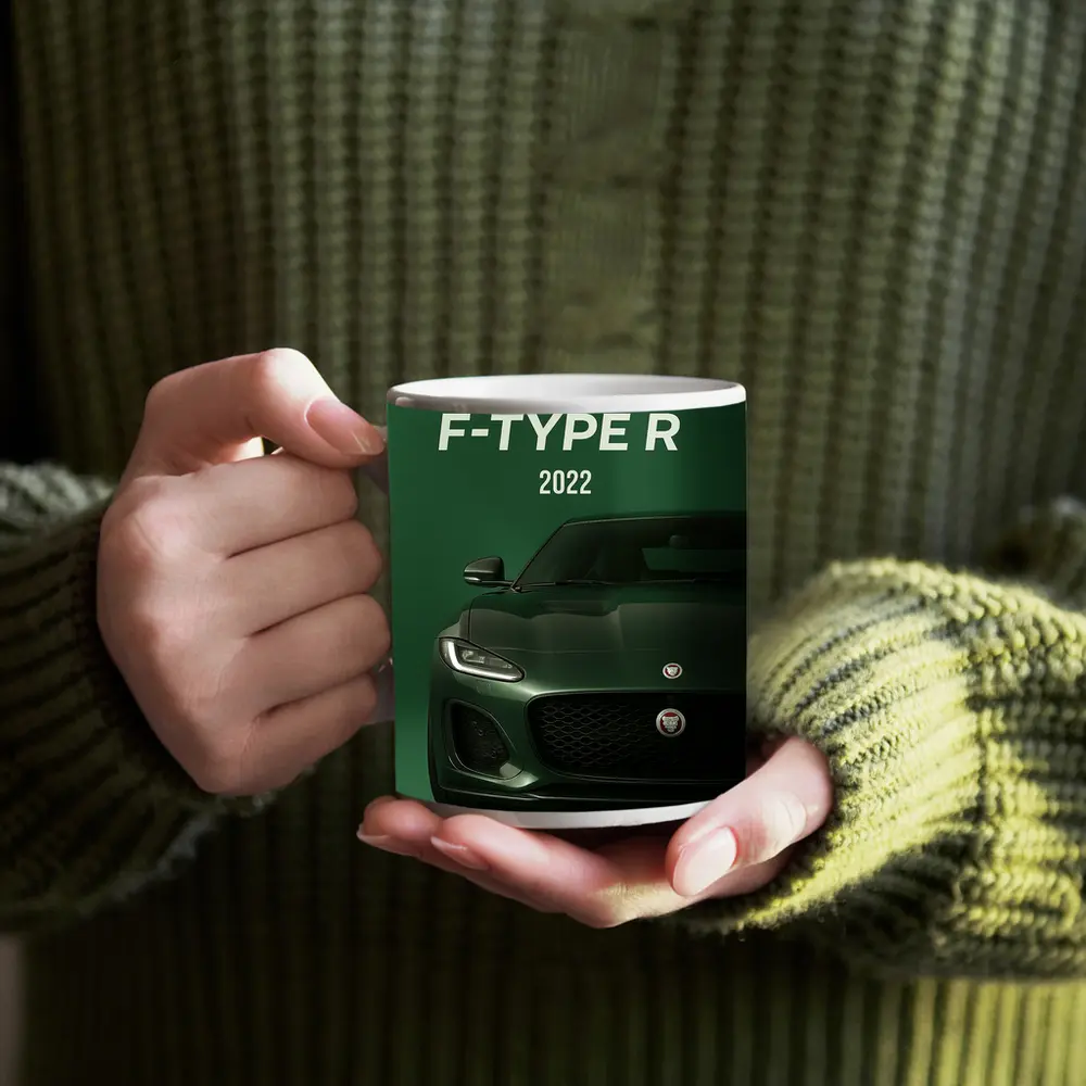 Jaguar F-Type R Green Sports Car Front – Mugs