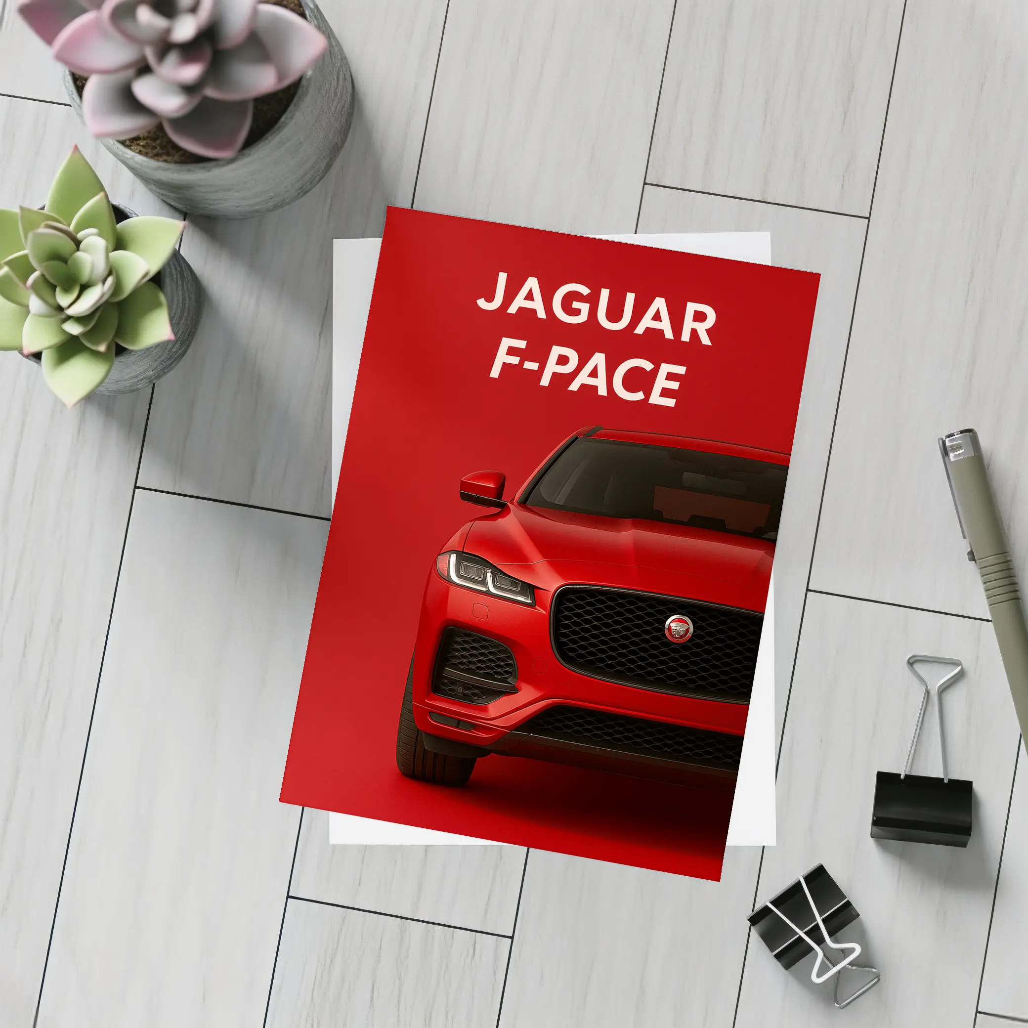 Jaguar F-Pace Red SUV Front View – Postcards