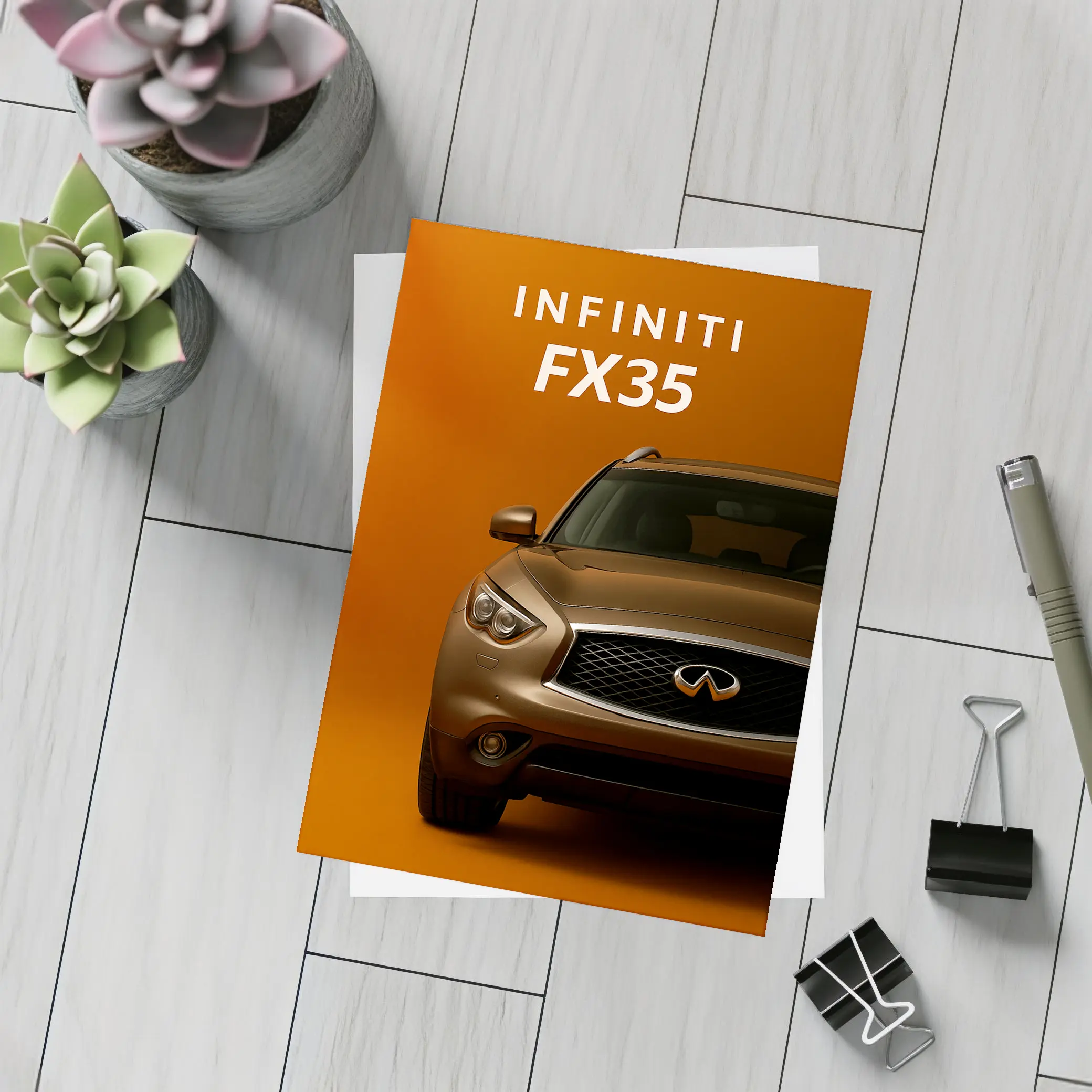 Infiniti FX35 SUV Bold Orange Background – Postcards