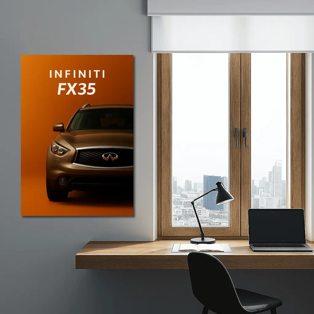 Infiniti FX35 SUV Bold Orange Background – Wall Art