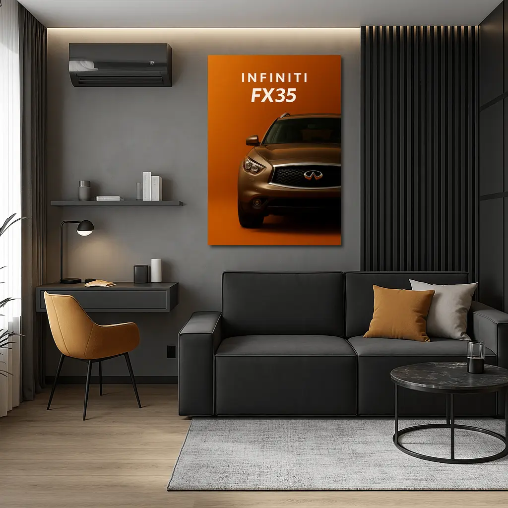 Infiniti FX35 SUV Bold Orange Background – Wall Art