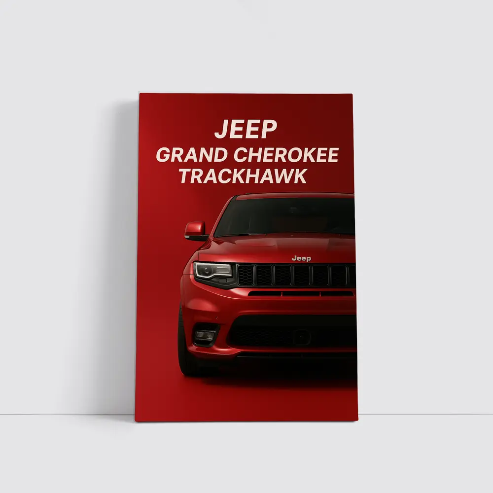 Jeep Grand Cherokee Trackhawk Red Background Art – Wall Art