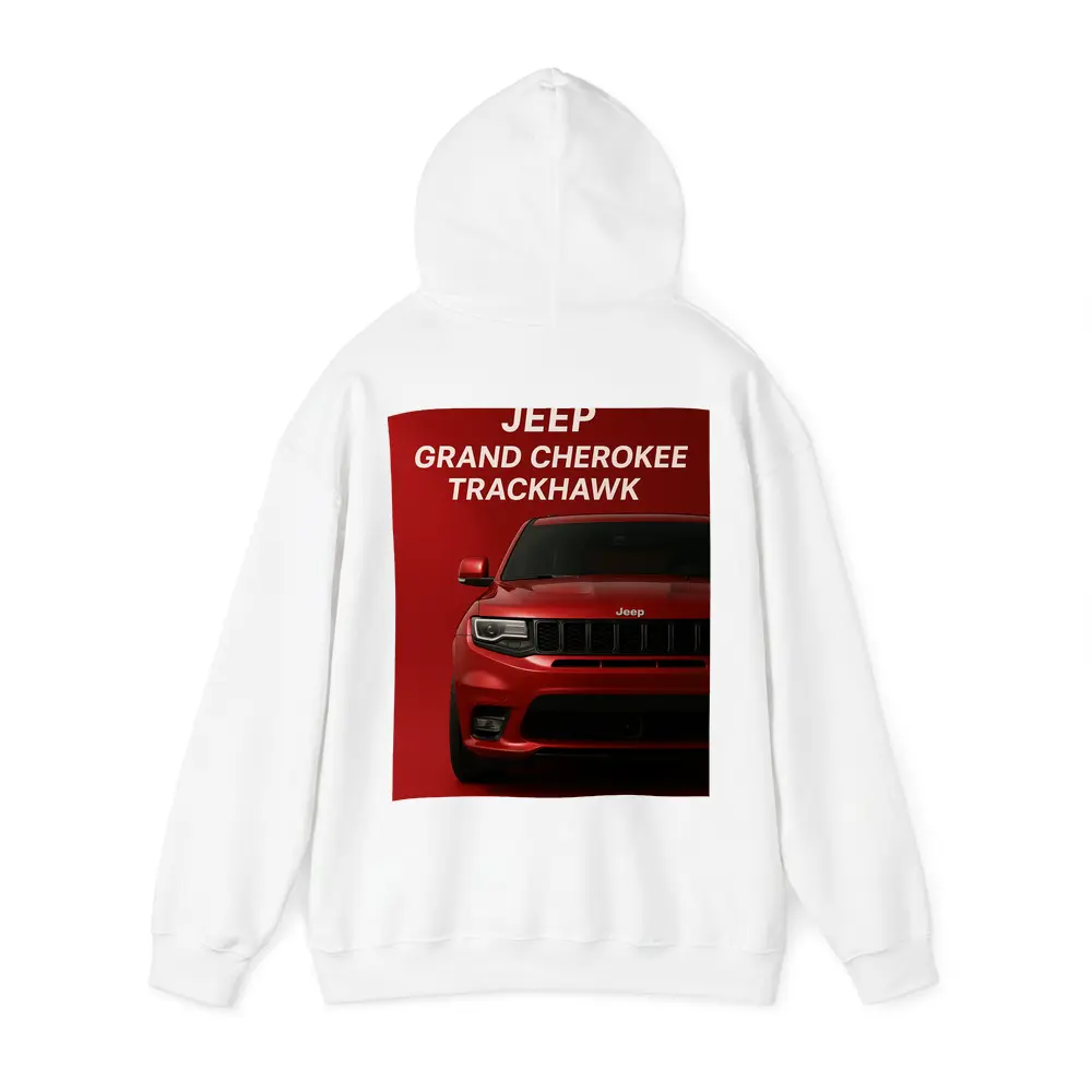 Jeep Grand Cherokee Trackhawk Red Background Art – Hoodies