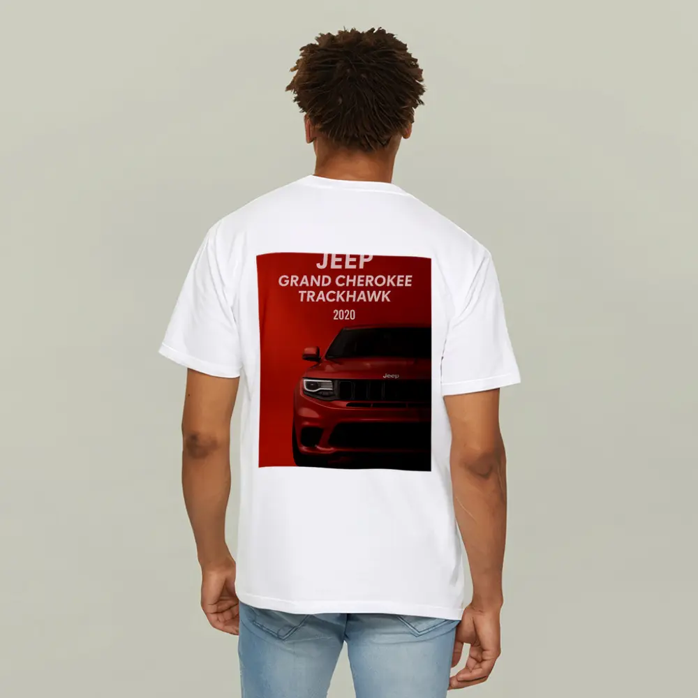 Jeep Grand Cherokee Trackhawk Red Background Art – T-Shirts