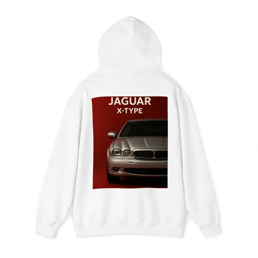 Jaguar X-Type Car on Dark Red Background – Hoodies