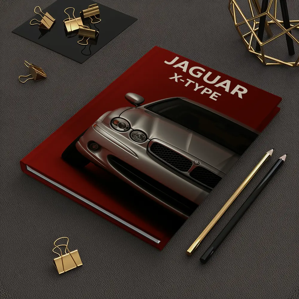 Jaguar X-Type Car on Dark Red Background – Notebooks