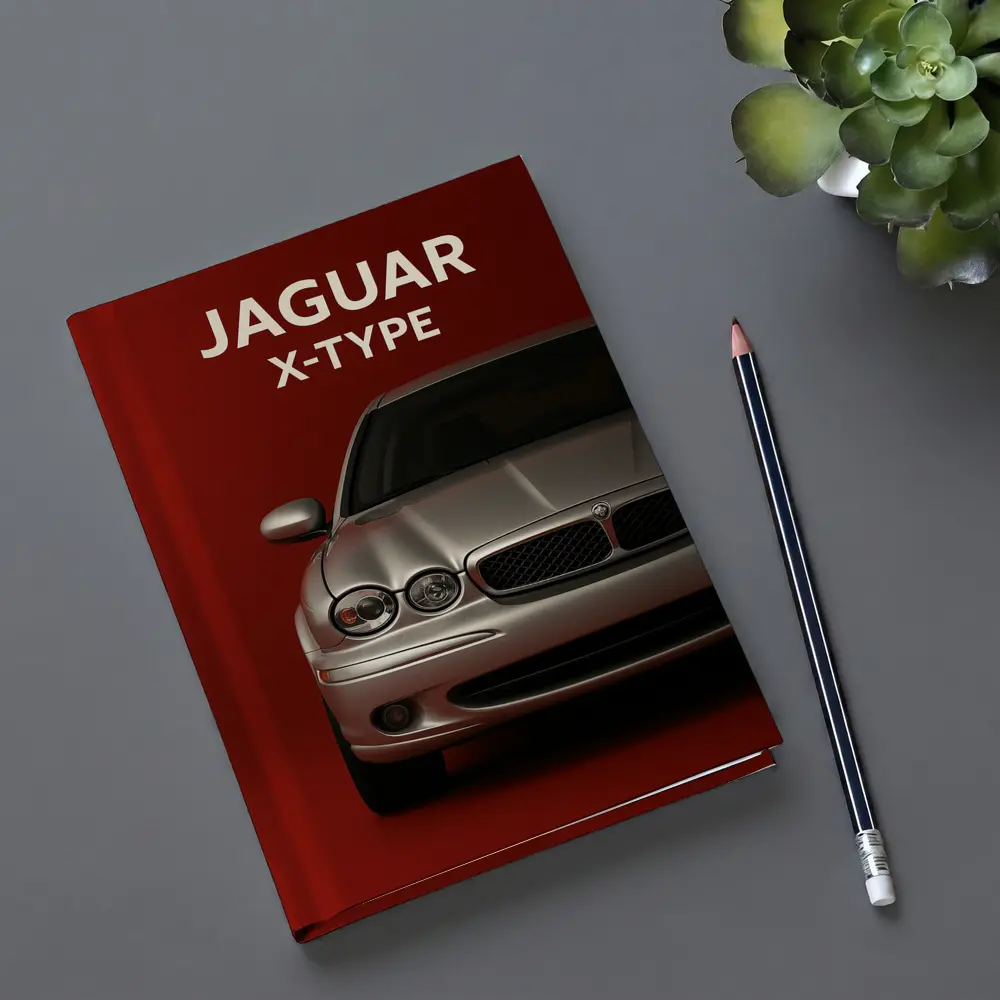 Jaguar X-Type Car on Dark Red Background – Notebooks