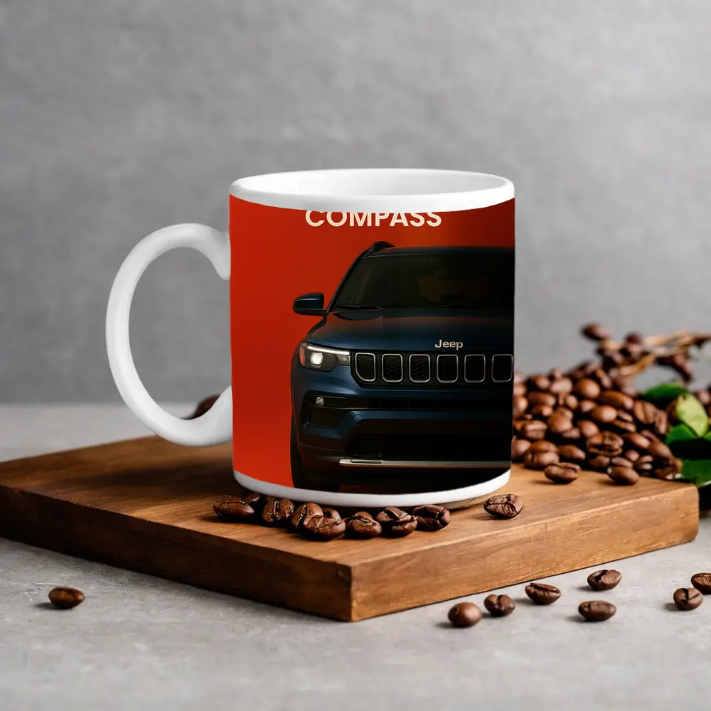 Jeep Compass SUV Bold Red Background – Mugs