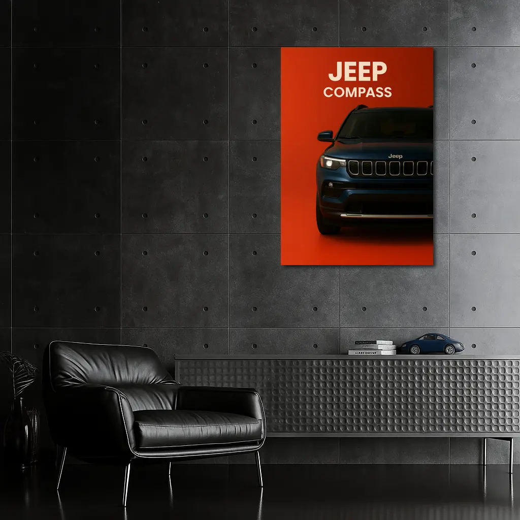 Jeep Compass SUV Bold Red Background – Wall Art