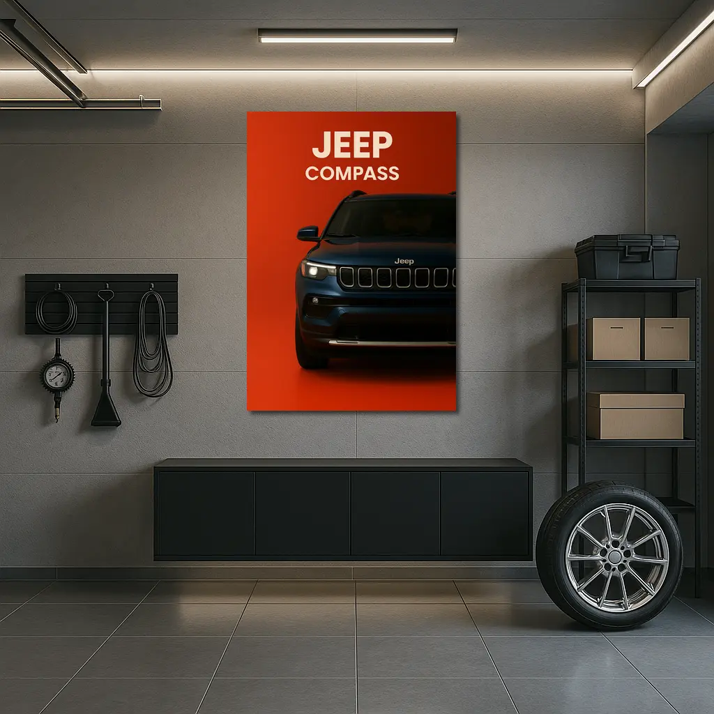 Jeep Compass SUV Bold Red Background – Wall Art