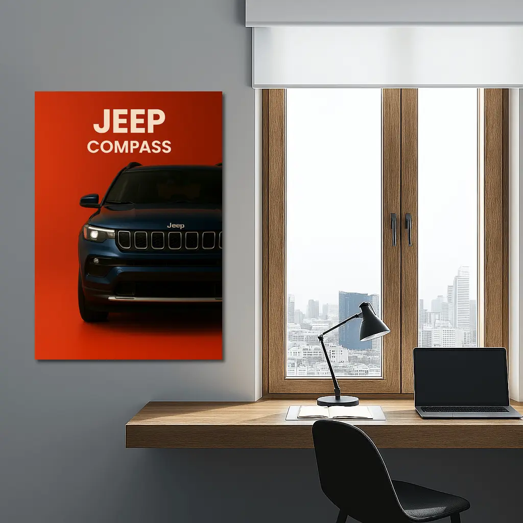 Jeep Compass SUV Bold Red Background – Wall Art
