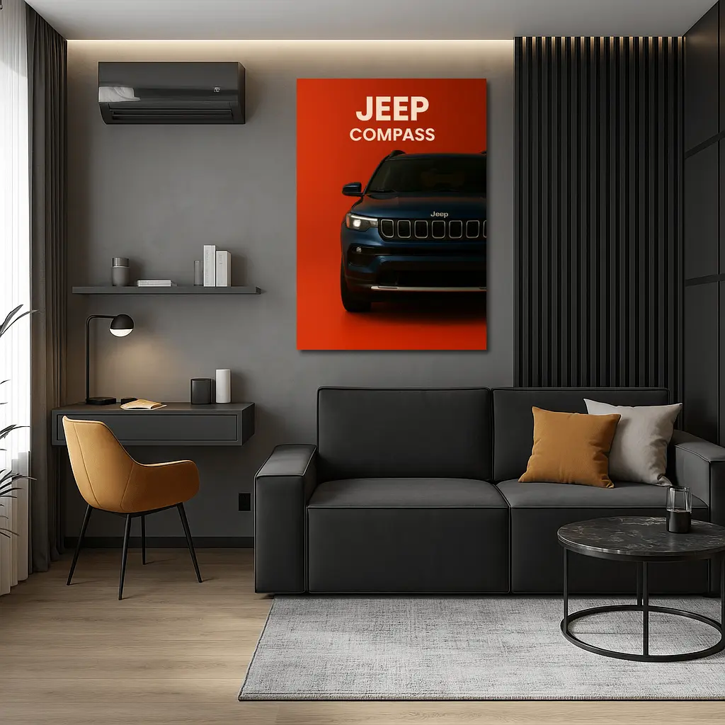 Jeep Compass SUV Bold Red Background – Wall Art
