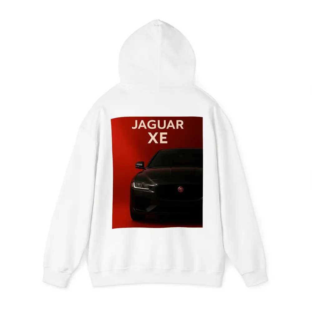 Jaguar XE Dark Car on Red Background – Hoodies