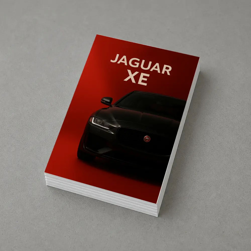 Jaguar XE Dark Car on Red Background – Postcards