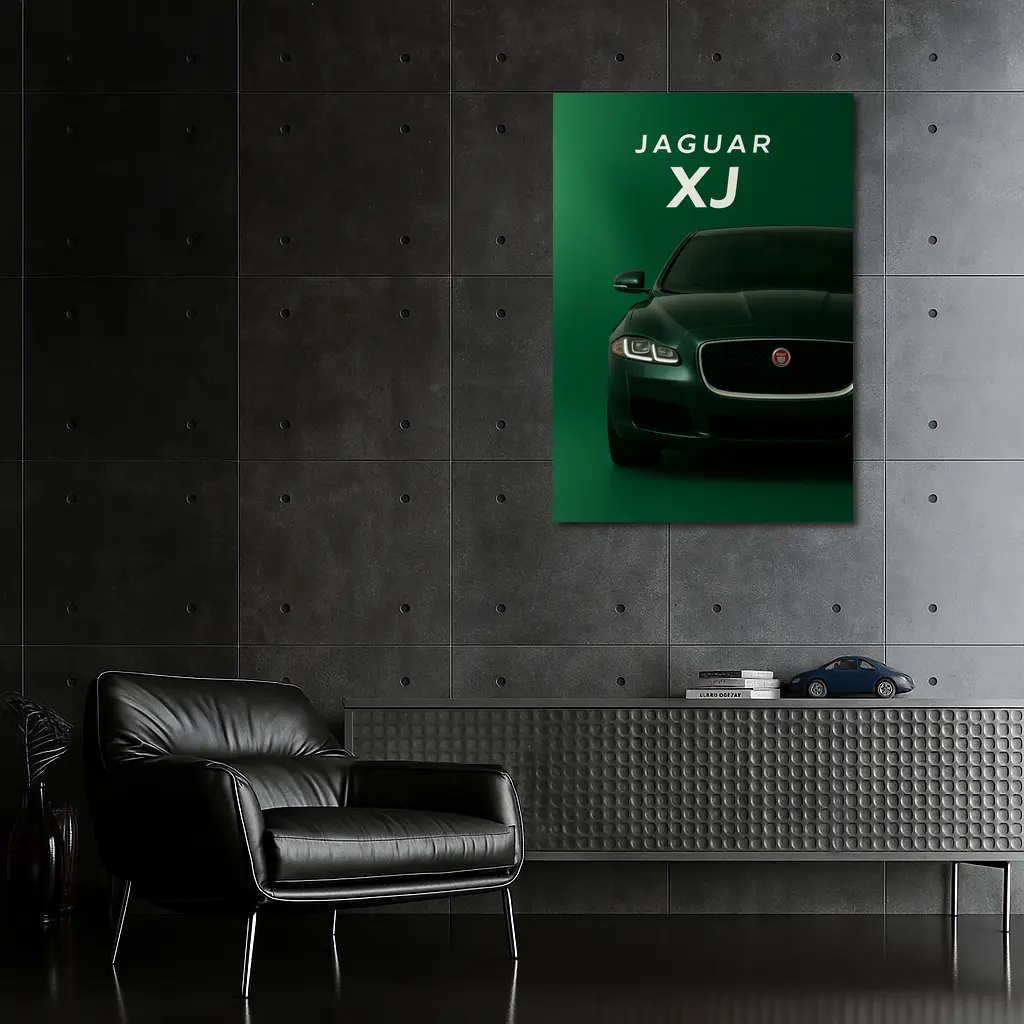 Jaguar XJ Dark Green Luxury Sedan Art – Wall Art